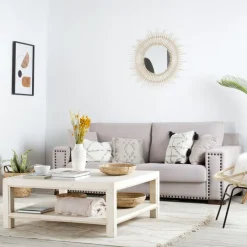 Agata Miroir rond mural en rotin naturel^Banak Discount