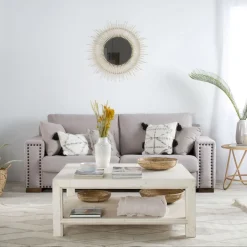 Agata Miroir rond mural en rotin naturel^Banak Discount