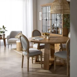 Amaia Table &agrave; manger ronde en bois massif de manguier^Banak Outlet