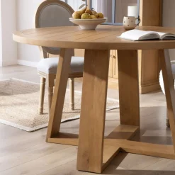Amaia Table à manger ronde en bois massif de manguier^Banak Outlet