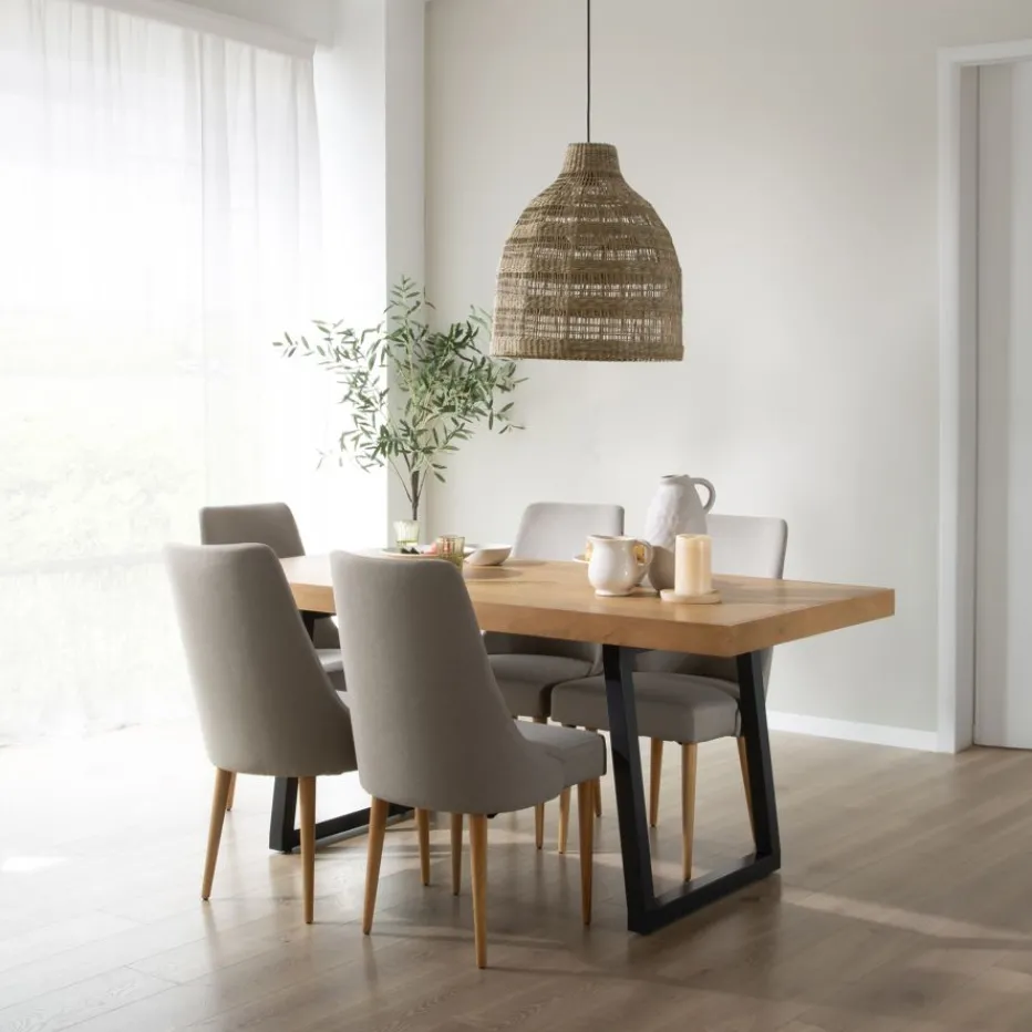 Amaia Table à manger rectangulaire en bois massif de manguier et métal^Banak Sale