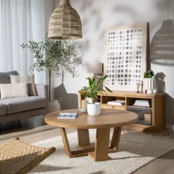 Amaia Table basse ronde en bois massif de manguier^Banak New