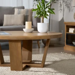 Amaia Table basse ronde en bois massif de manguier^Banak New