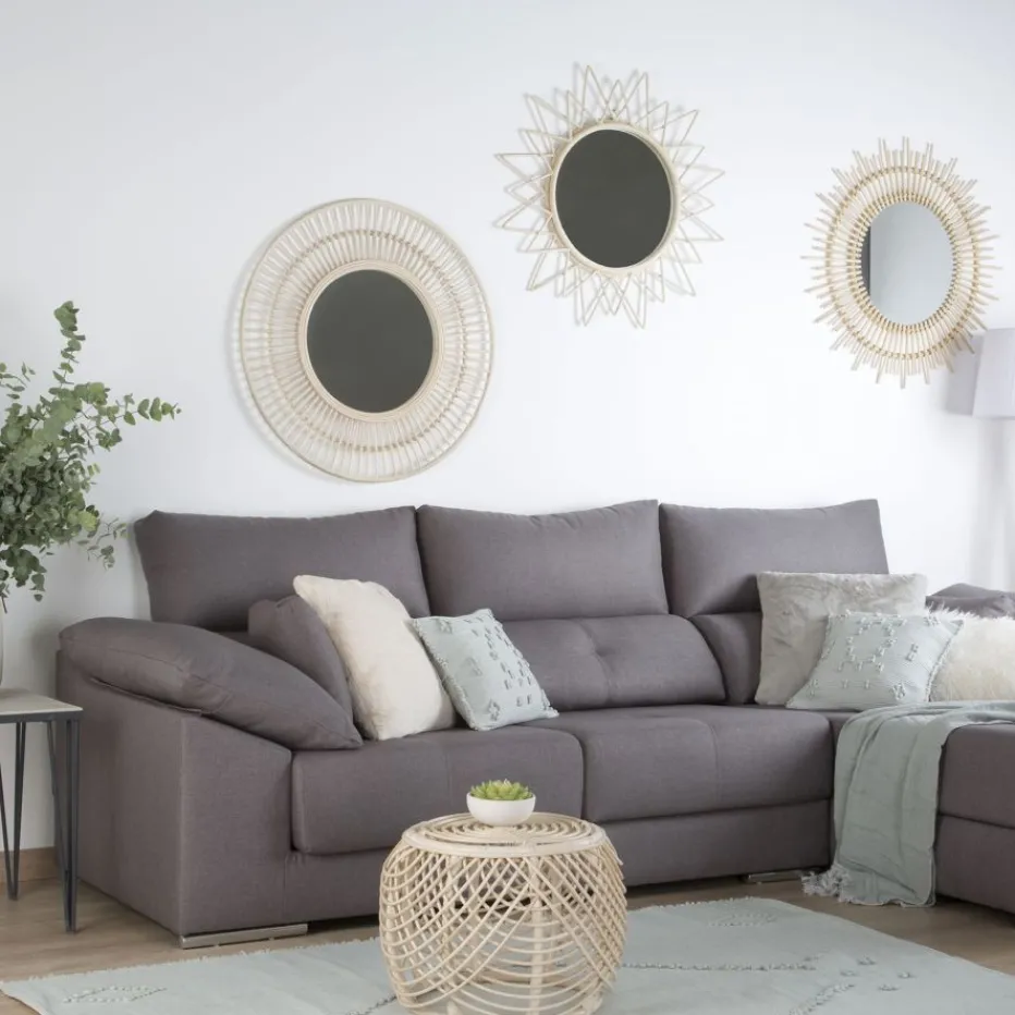Amares Miroir rotin naturel^Banak Online