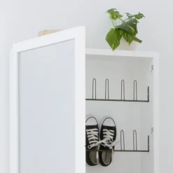 Asue Chaussures étroit en bois laqué blanc avec miroir^Banak Online