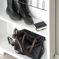 Asue Chaussures étroit en bois laqué blanc avec miroir^Banak Online