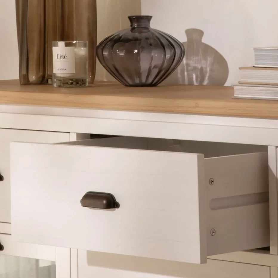 Avelin Buffet étroit blanc et naturel^Banak Clearance