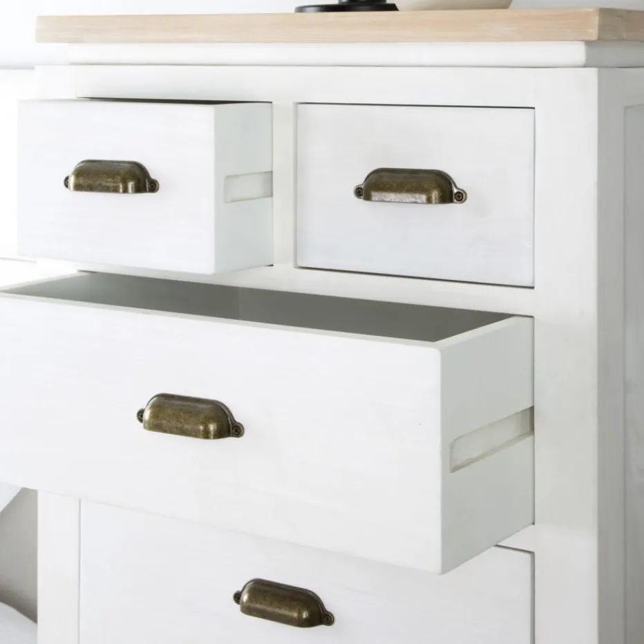 Avelin Commode blanc et naturel^Banak Discount