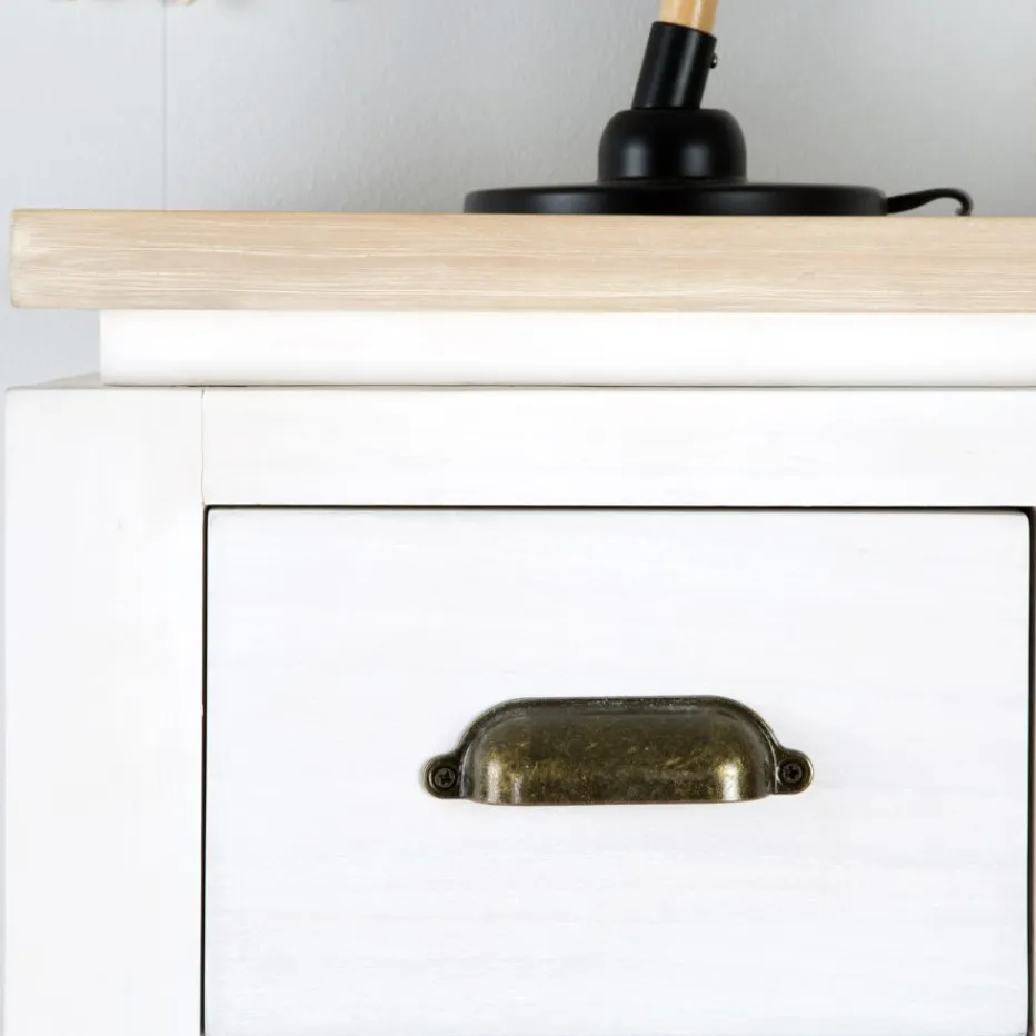 Avelin Commode blanc et naturel^Banak Discount