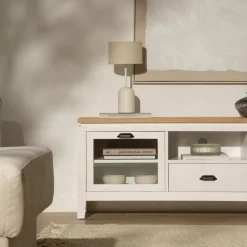 Avelin Meuble tv blanc et naturel^Banak Clearance