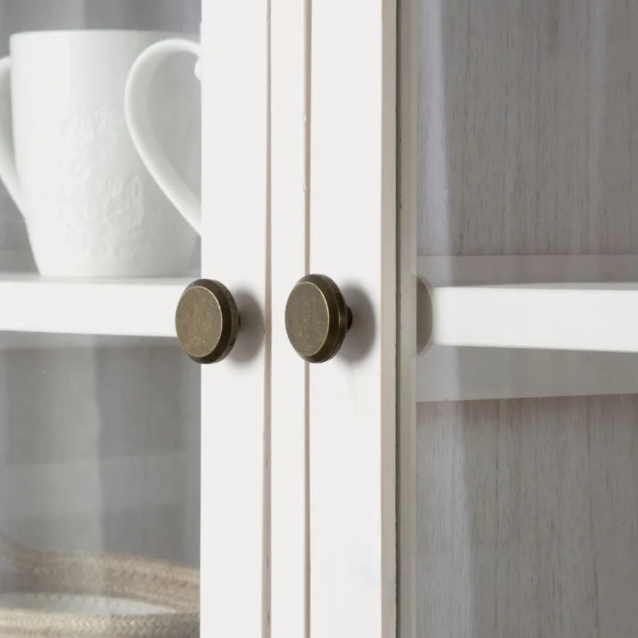 Avelin Vitrine en bois blanc et naturel^Banak Clearance