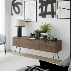 Baltic Meuble tv en bois massif et métal^Banak Outlet