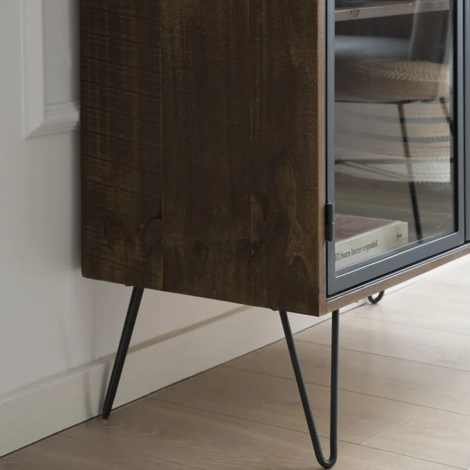 Baltic Vitrine en bois massif et métal^Banak Sale