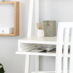 Bassay Bureau en bois laqué blanc avec tiroirs et étagère^Banak Best