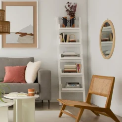 Bassay étagère échelle en bois laqué blanc^Banak Hot