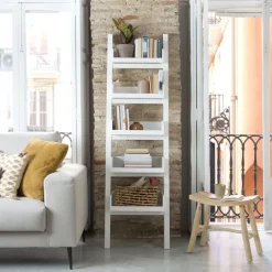 Bassay étagère échelle en bois laqué blanc^Banak Hot