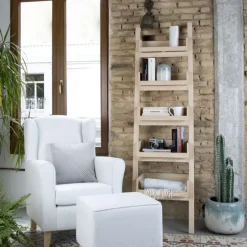Bassay étagère échelle en bois couleur naturelle^Banak Online