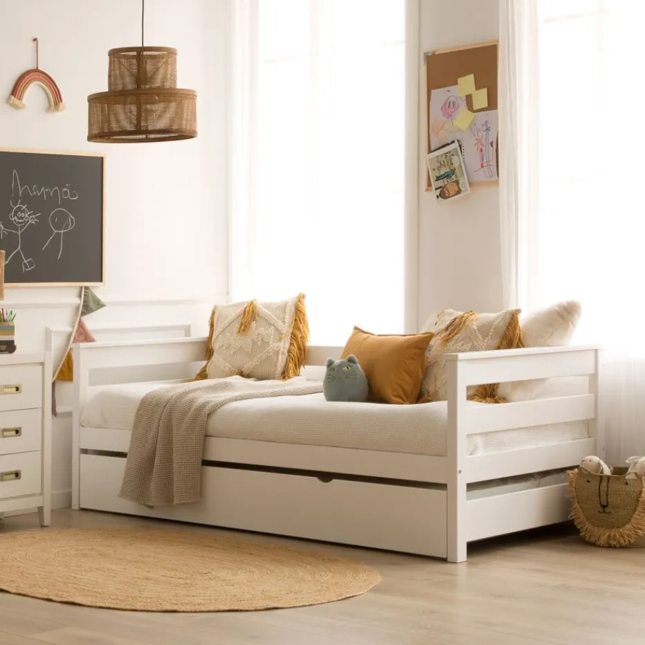 Bemy Lit nid pour matelas de 90x190 laqué en blanc^Banak Hot