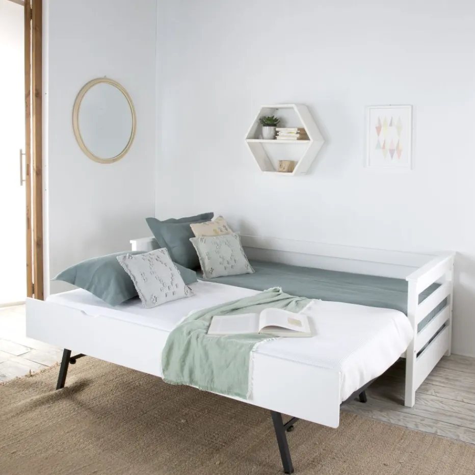 Bemy Lit nid pour matelas de 90x190 laqué en blanc^Banak Hot
