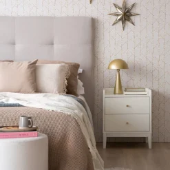 Berna Table de chevet en bois laqué blanc^Banak Online