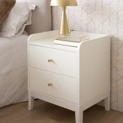 Berna Table de chevet en bois laqué blanc^Banak Online
