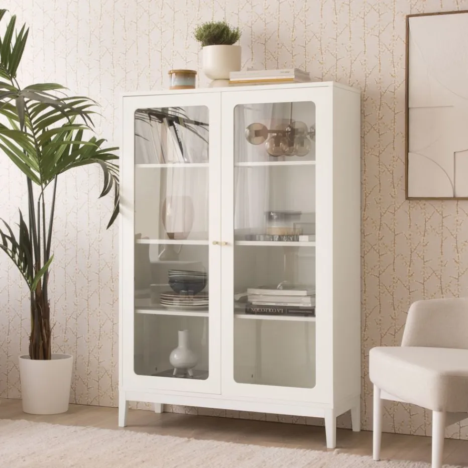 Berna Vitrine basse en bois laqué blanc^Banak Hot