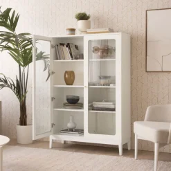 Berna Vitrine basse en bois laqué blanc^Banak Hot