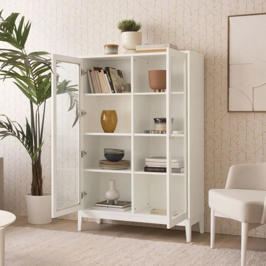 Berna Vitrine basse en bois laqué blanc^Banak Hot