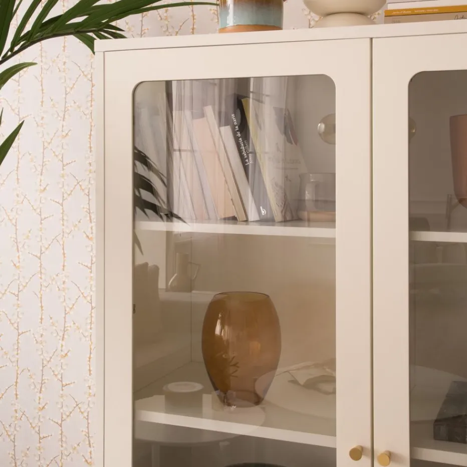 Berna Vitrine basse en bois laqué blanc^Banak Hot