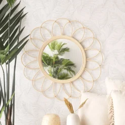 Bessa Miroir rond mural en rotin naturel^Banak Clearance