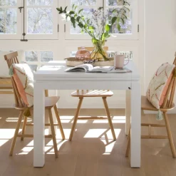 Blay Table à manger carrée extensible 90/180 en bois laqué blanc^Banak Best