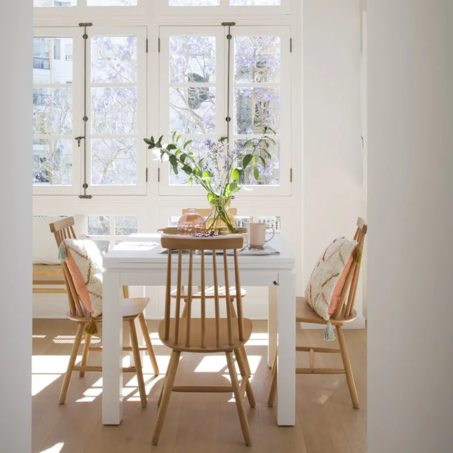 Blay Table à manger carrée extensible 90/180 en bois laqué blanc^Banak Best