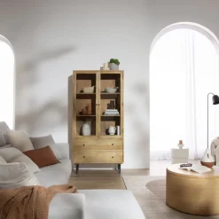 Boréal Vitrine en bois massif de manguier et métal^Banak Discount