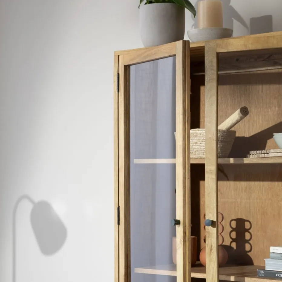 Boréal Vitrine en bois massif de manguier et métal^Banak Discount