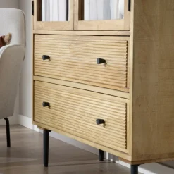 Boréal Vitrine en bois massif de manguier et métal^Banak Discount