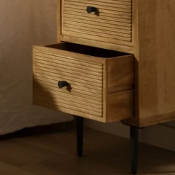 Boreal Table de nuit en bois massif de manguier et métal^Banak