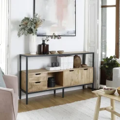 Boston Buffet en bois massif de manguier et métal^Banak Sale