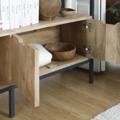 Boston Buffet en bois massif de manguier et métal^Banak Sale