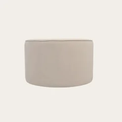 Camille Puf de sal&oacute;n redondo tapizado en terciopelo beige^Banak Clearance