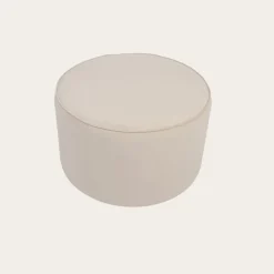 Camille Puf de salón redondo tapizado en terciopelo beige^Banak Clearance