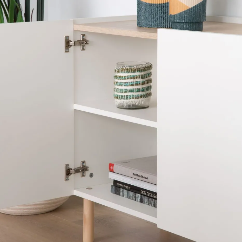 Canes Buffet bas blanc mat et naturel duna^Banak Clearance