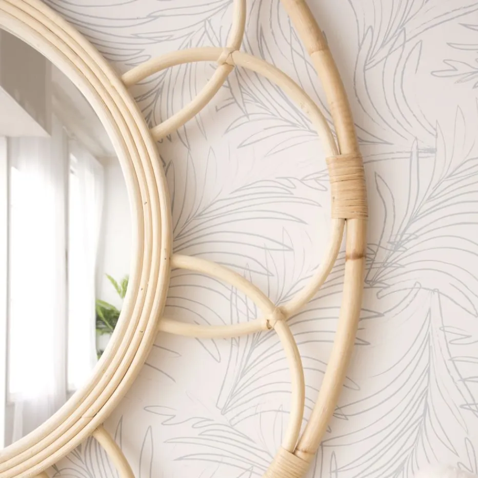 Ceira Miroir rond mural en rotin naturel^Banak Hot