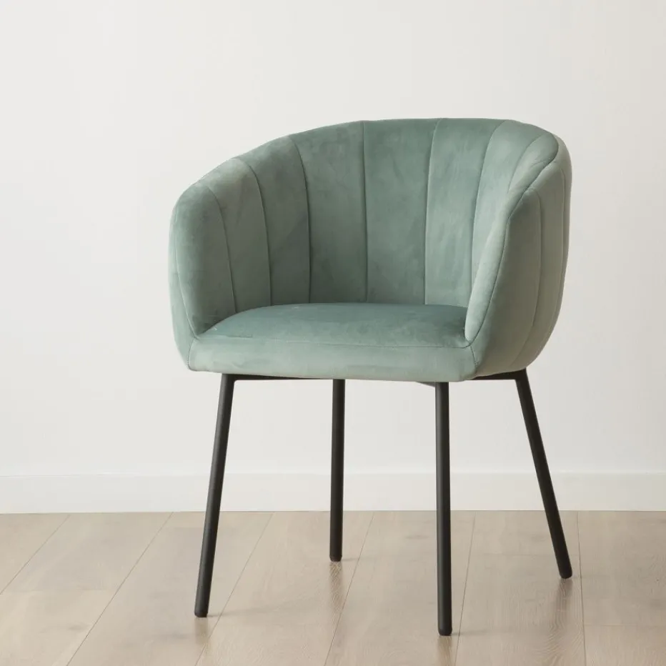 Chaise Nilsa en velours vert d'eau^Banak Online