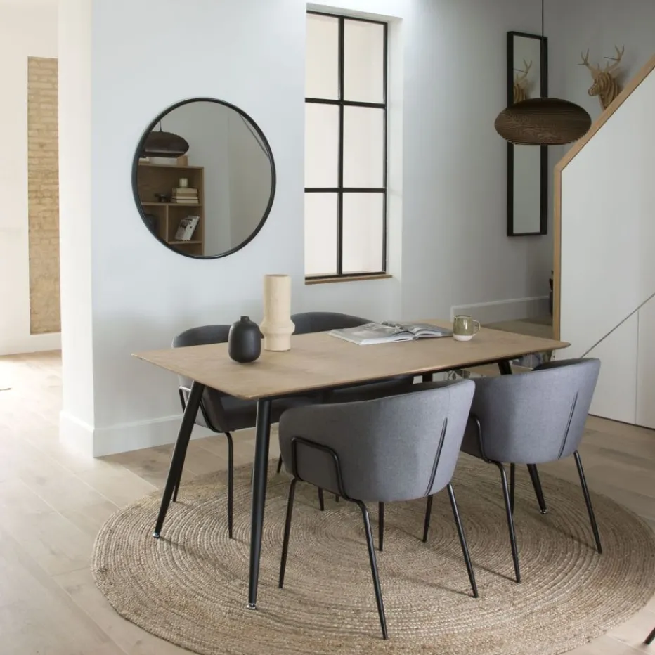 Coimbra Table de salle à manger rectangulaire en bois et métal^Banak Discount