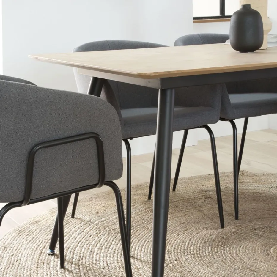Coimbra Table de salle à manger rectangulaire en bois et métal^Banak Discount
