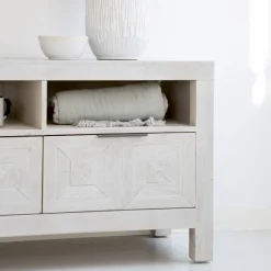 Cuzco Meuble tv en bois massif blanc wild^Banak Outlet