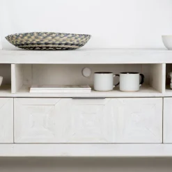 Cuzco Meuble tv en bois massif blanc wild^Banak Outlet