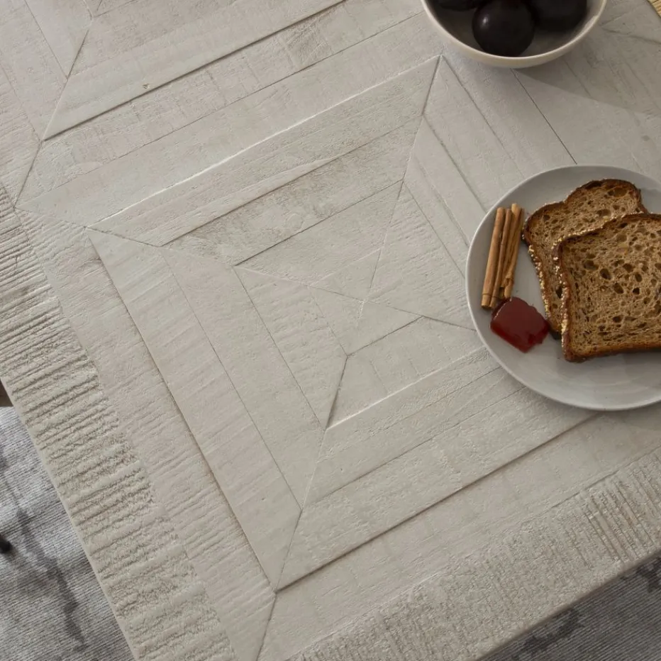 Cuzco Table à manger rectangulaire en bois massif blanc wild et métal noir^Banak Online