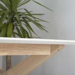 Cyrus Mesa de comedor rectangular de madera color blanco y natural^Banak Outlet