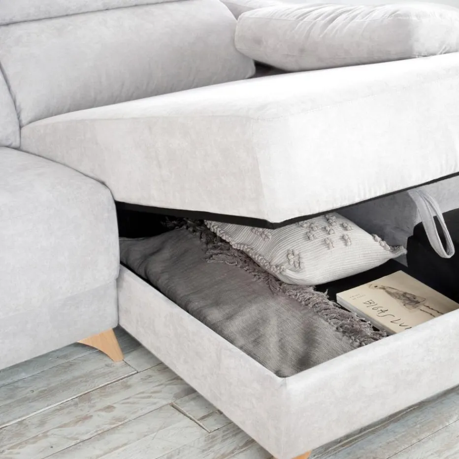 Dandy Canapé d'angle droite 4 places beige avec rangement^Banak New